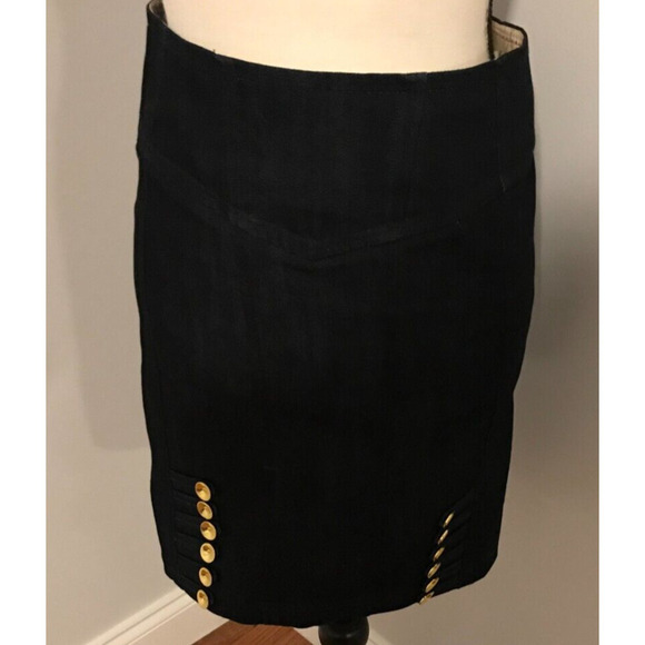Anthropologie Leifsdottir Women's Gold Button Denim Skirt - Size Two (2) - Picture 1 of 12